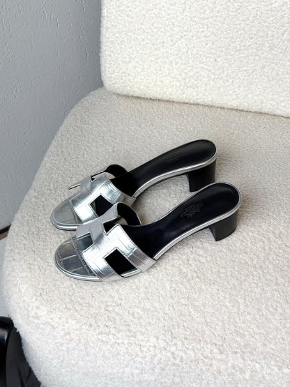 Hermès H-Strap Heels - Silver