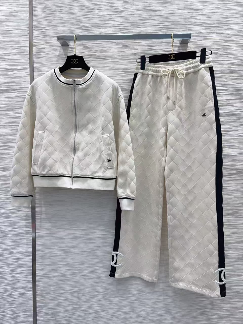 Chanel Diamond-Quilted Tracksuit - White