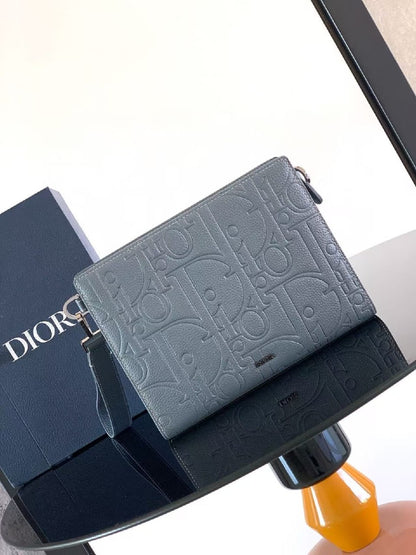 Dior Crossbody Bag Embossed Logo - Grey Embossed