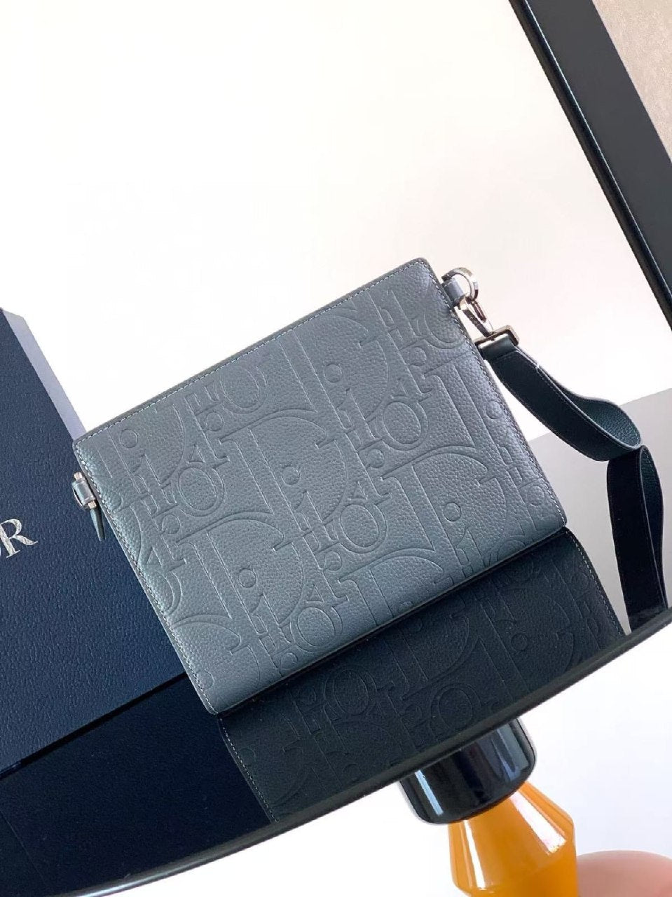 Dior Crossbody Bag Embossed Logo - Grey Embossed