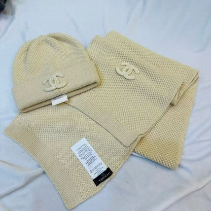 Chanel Scarf & Beanie - Beige