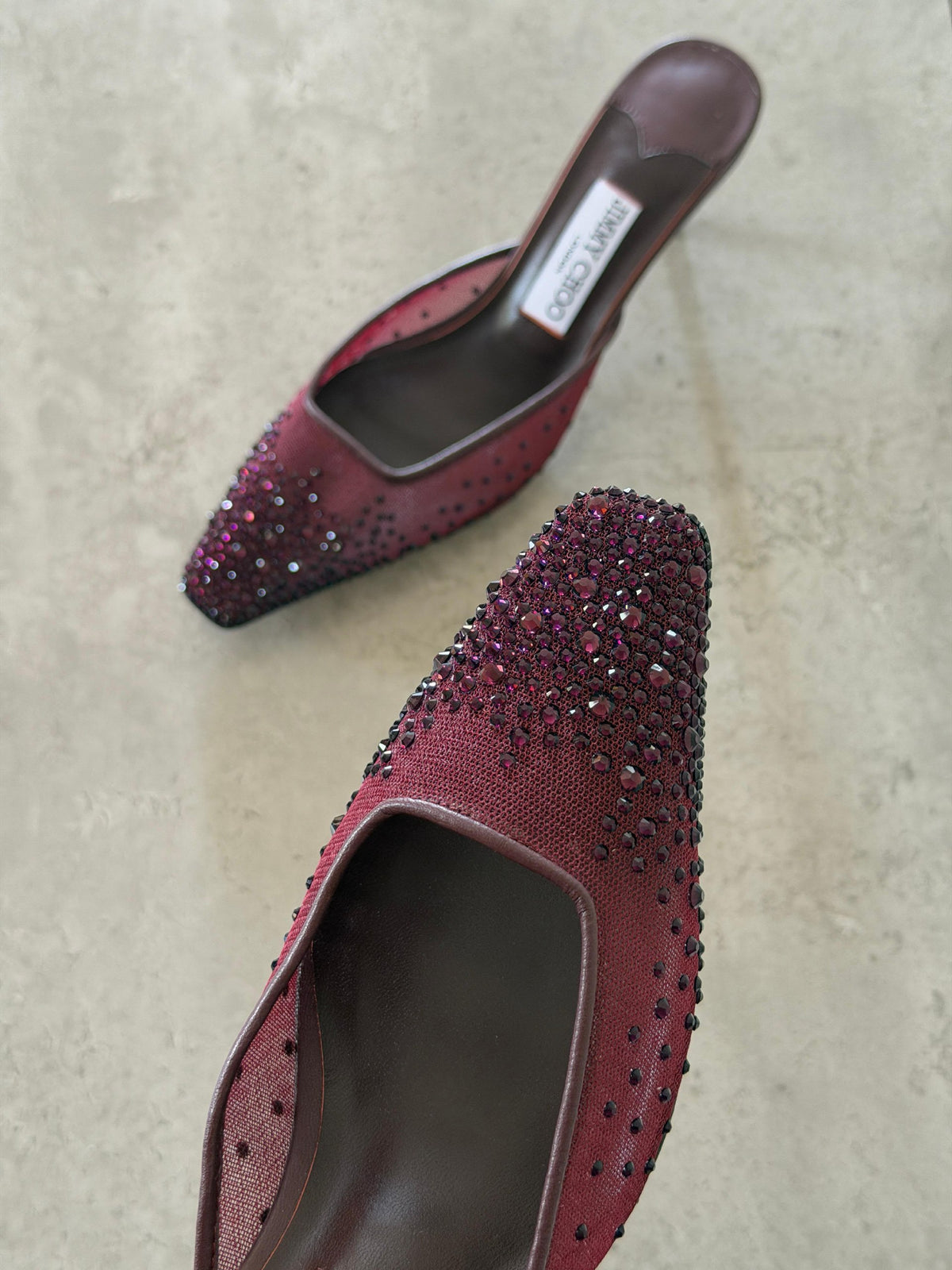 Jimmy Choo Pointed Mule Heels - Burgundy