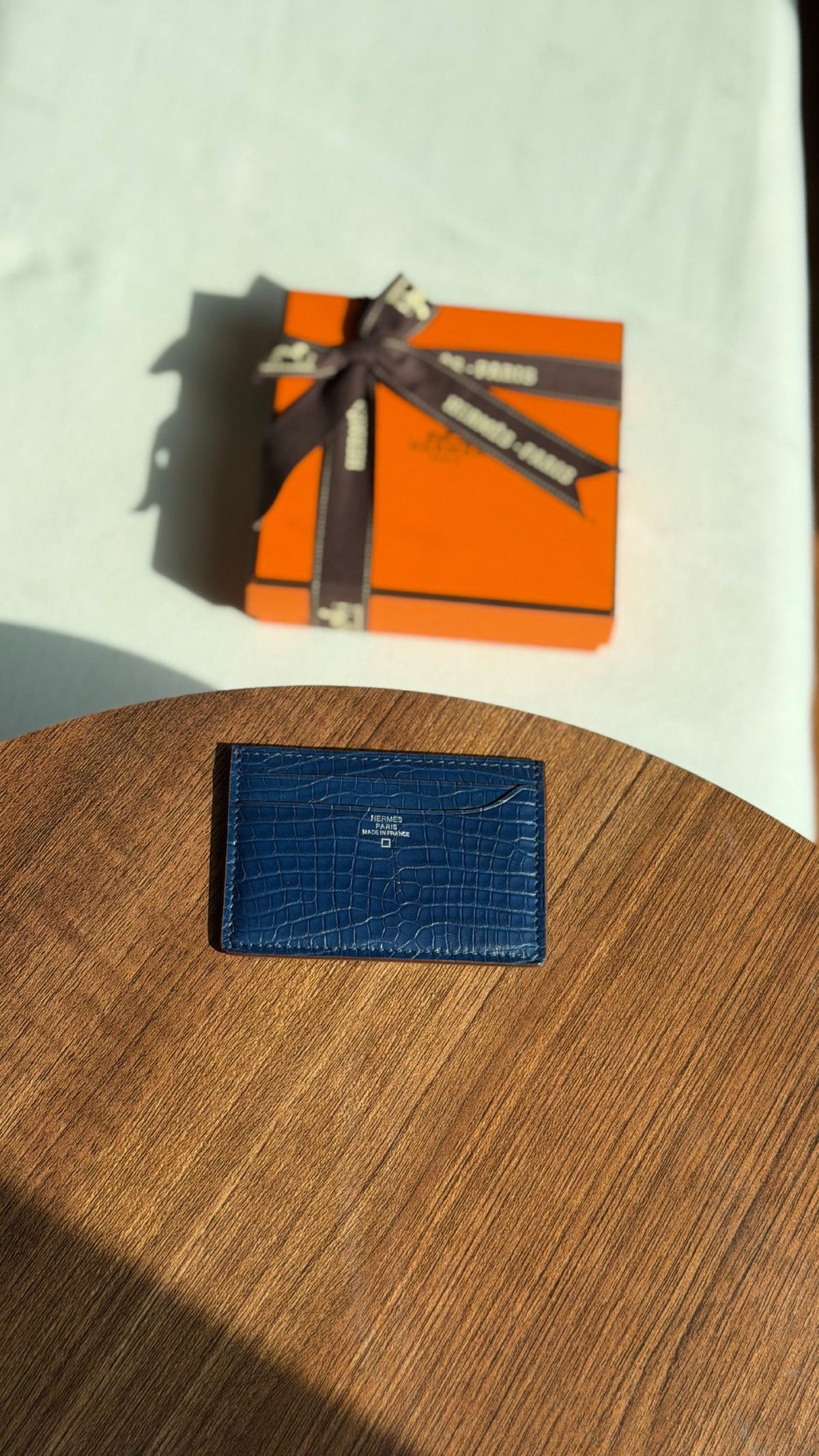 Hermes Card Holder - Blue Embossed