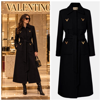 Valentino Belted Pocket Coat - Black