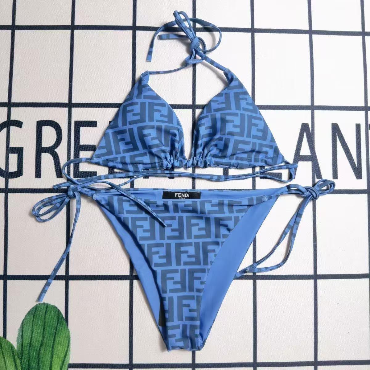 Fendi Tie-Side Bikini - Blue Monogram