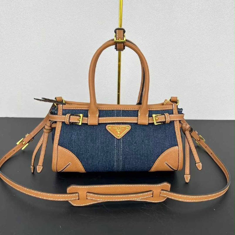 Prada Belted Tote Bag - Blue