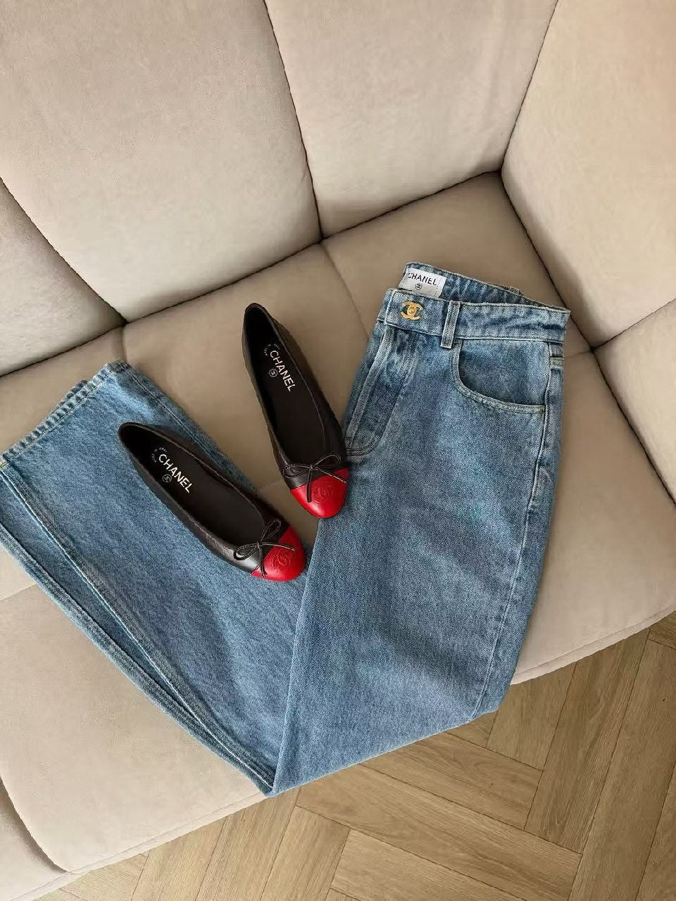 Chanel Wide-Leg Jeans Pants - Light Blue