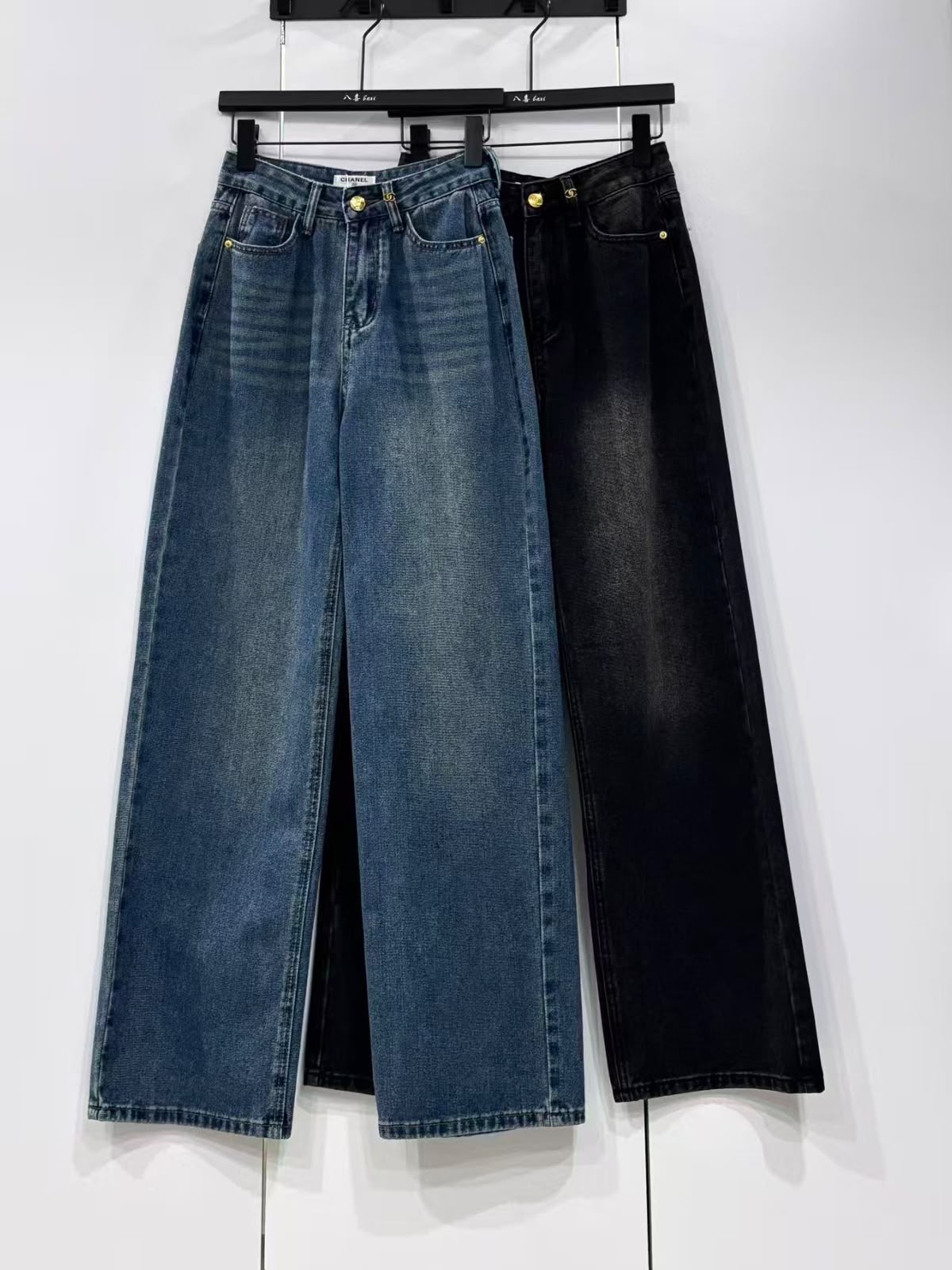 Chanel Wide-Leg Jeans Pants - Light Blue