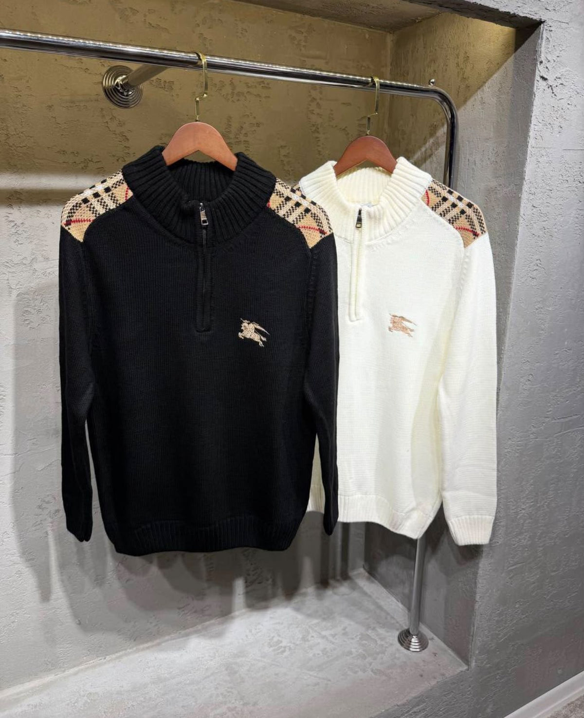 Burberry Half-Zip Sweater - Black, White