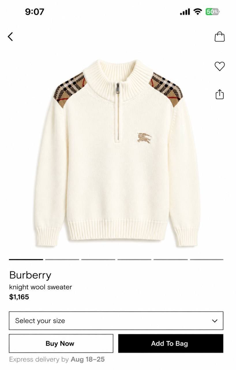 Burberry Half-Zip Sweater - Black, White