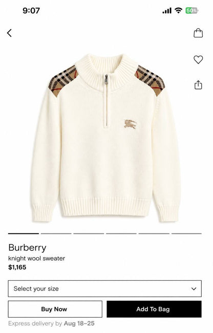 Burberry Half-Zip Sweater - Black, White