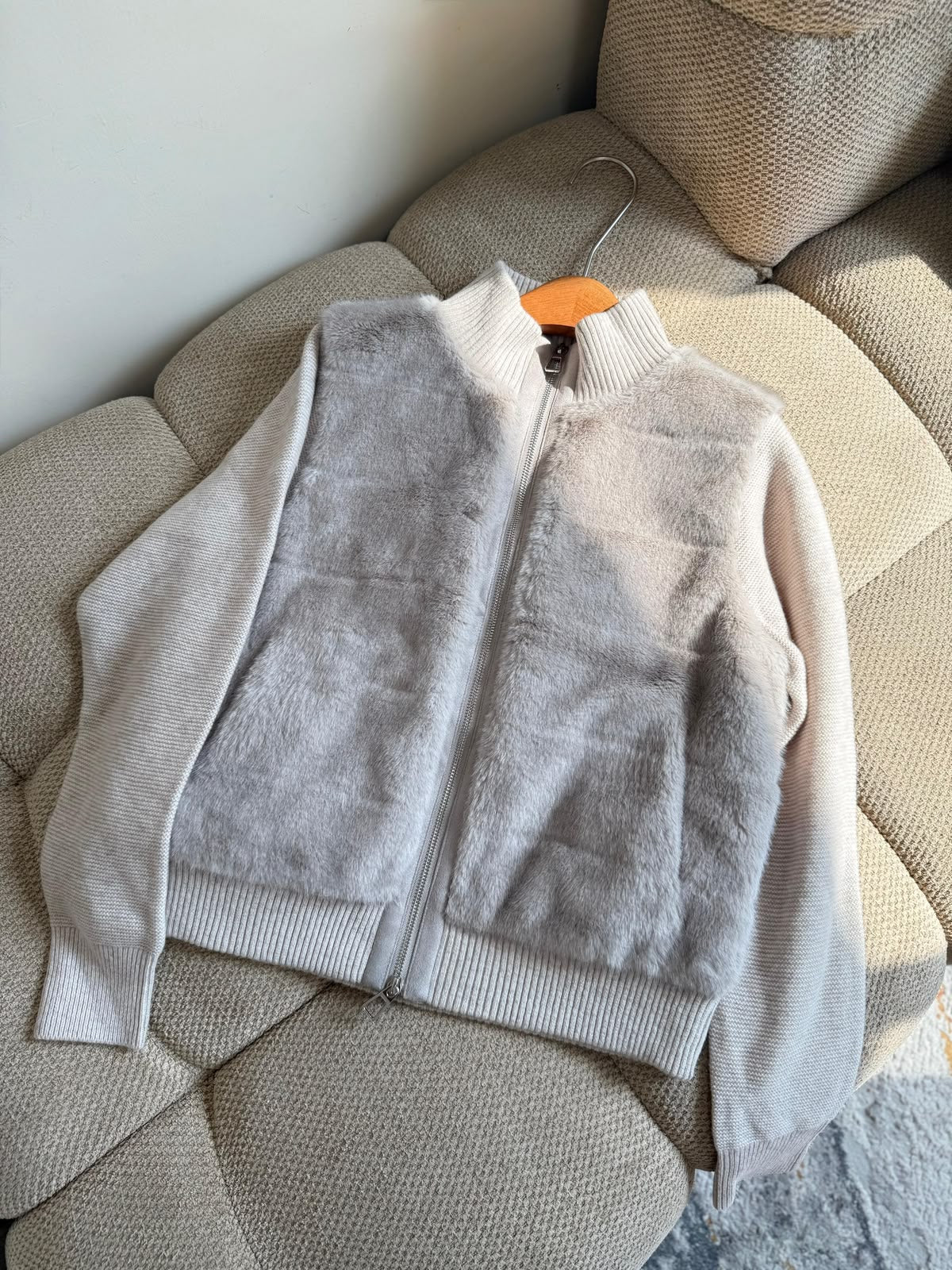 Brunello Cucinelli Ribbed-Sleeve Jacket - Grey