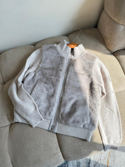 Brunello Cucinelli Ribbed-Sleeve Jacket - Grey