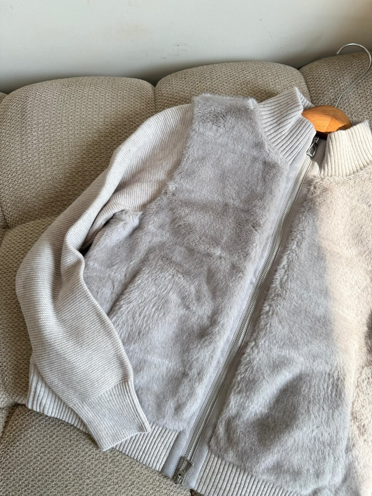 Brunello Cucinelli Ribbed-Sleeve Jacket - Grey