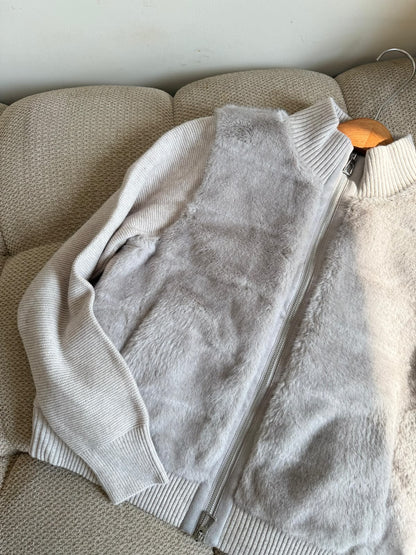 Brunello Cucinelli Ribbed-Sleeve Jacket - Grey