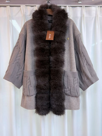 Loro Piana Cable-Sleeve Coat - Grey