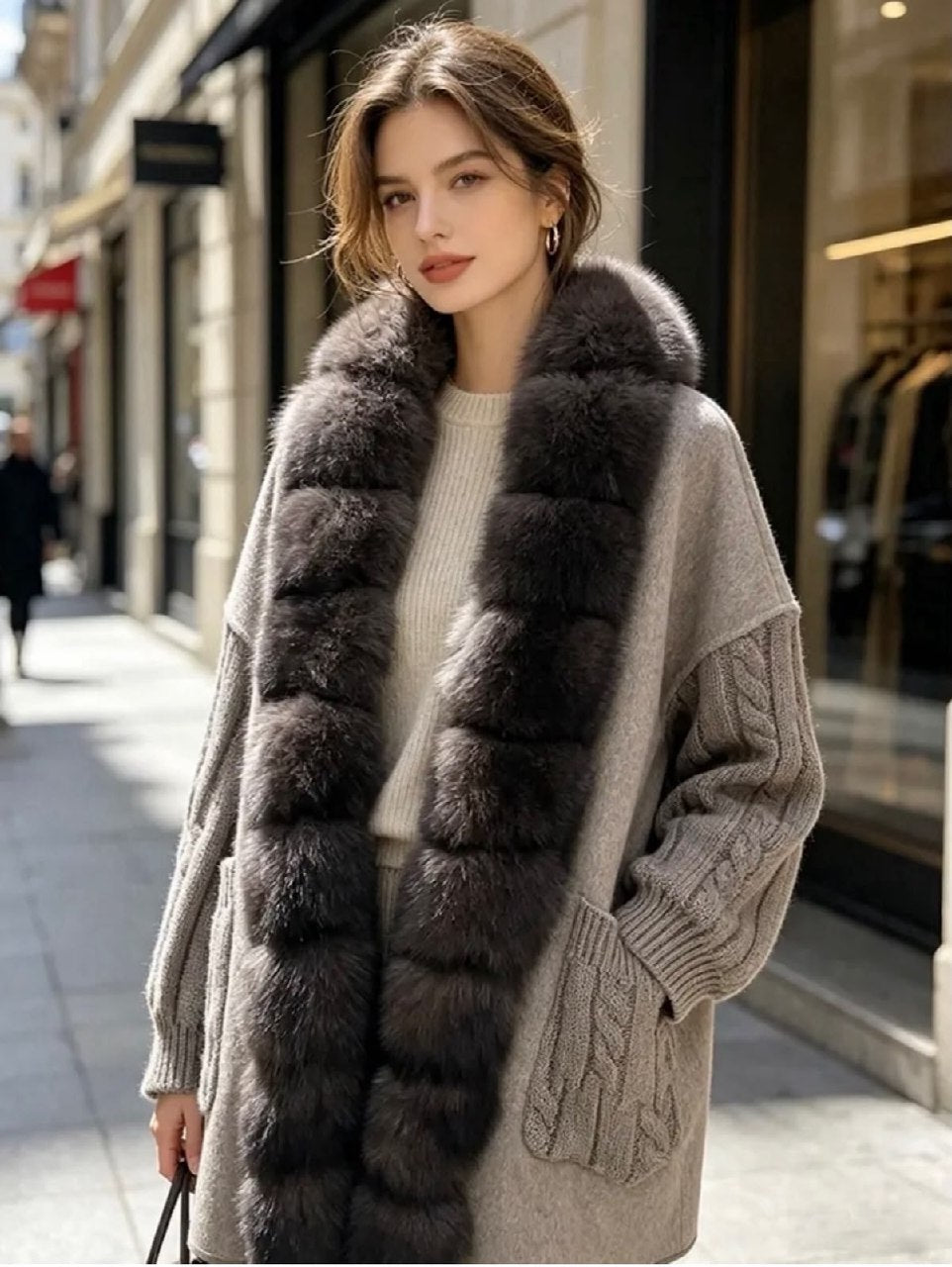 Loro Piana Cable-Sleeve Coat - Grey