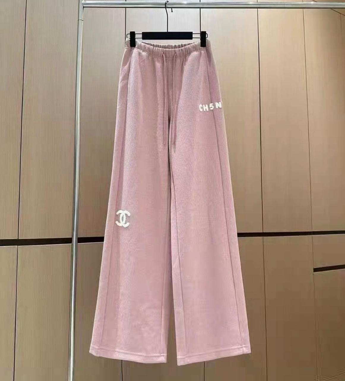 Chanel Wide-Leg Sweatpants - Pink