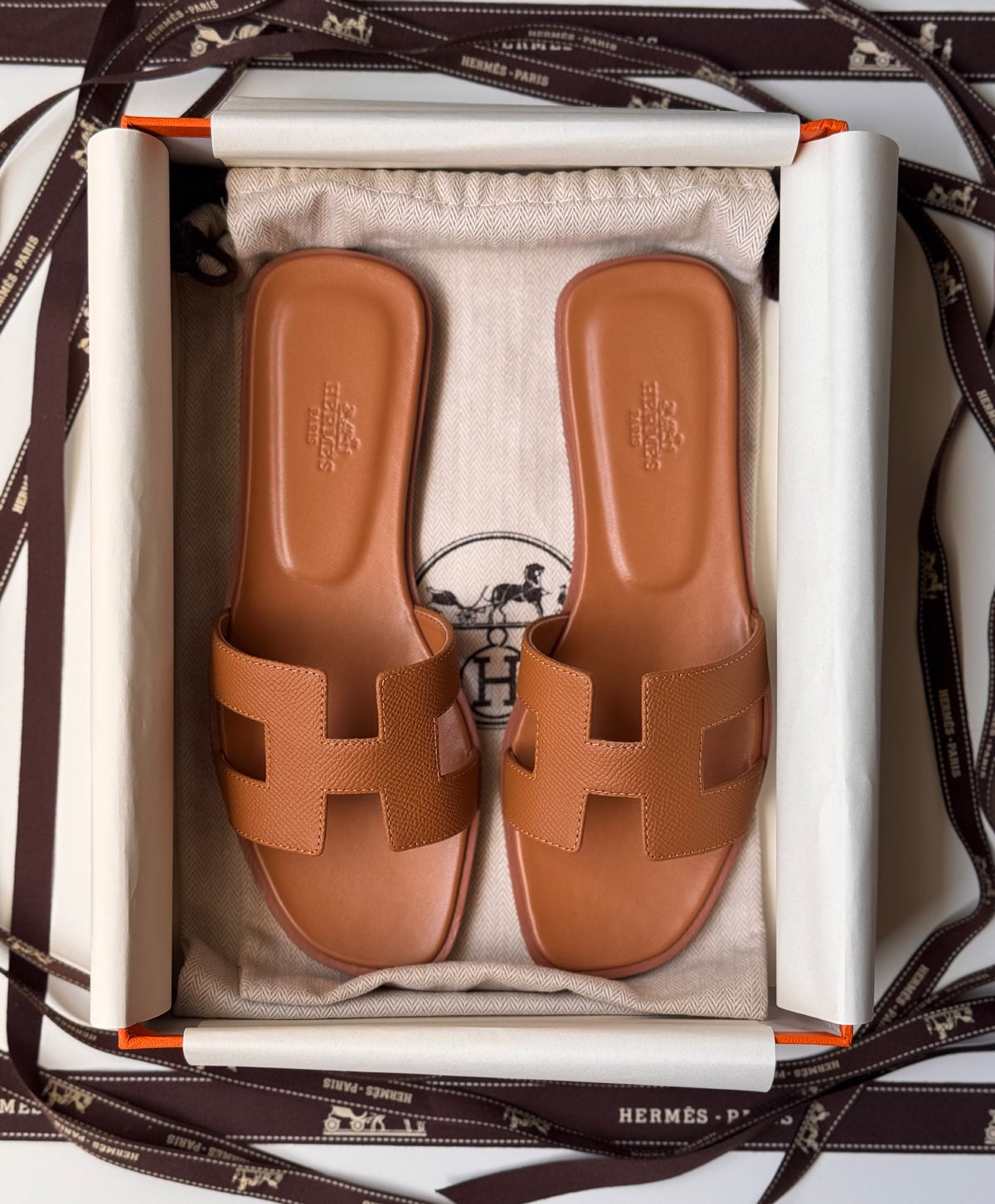 Hermès H-Strap Slippers - Brown