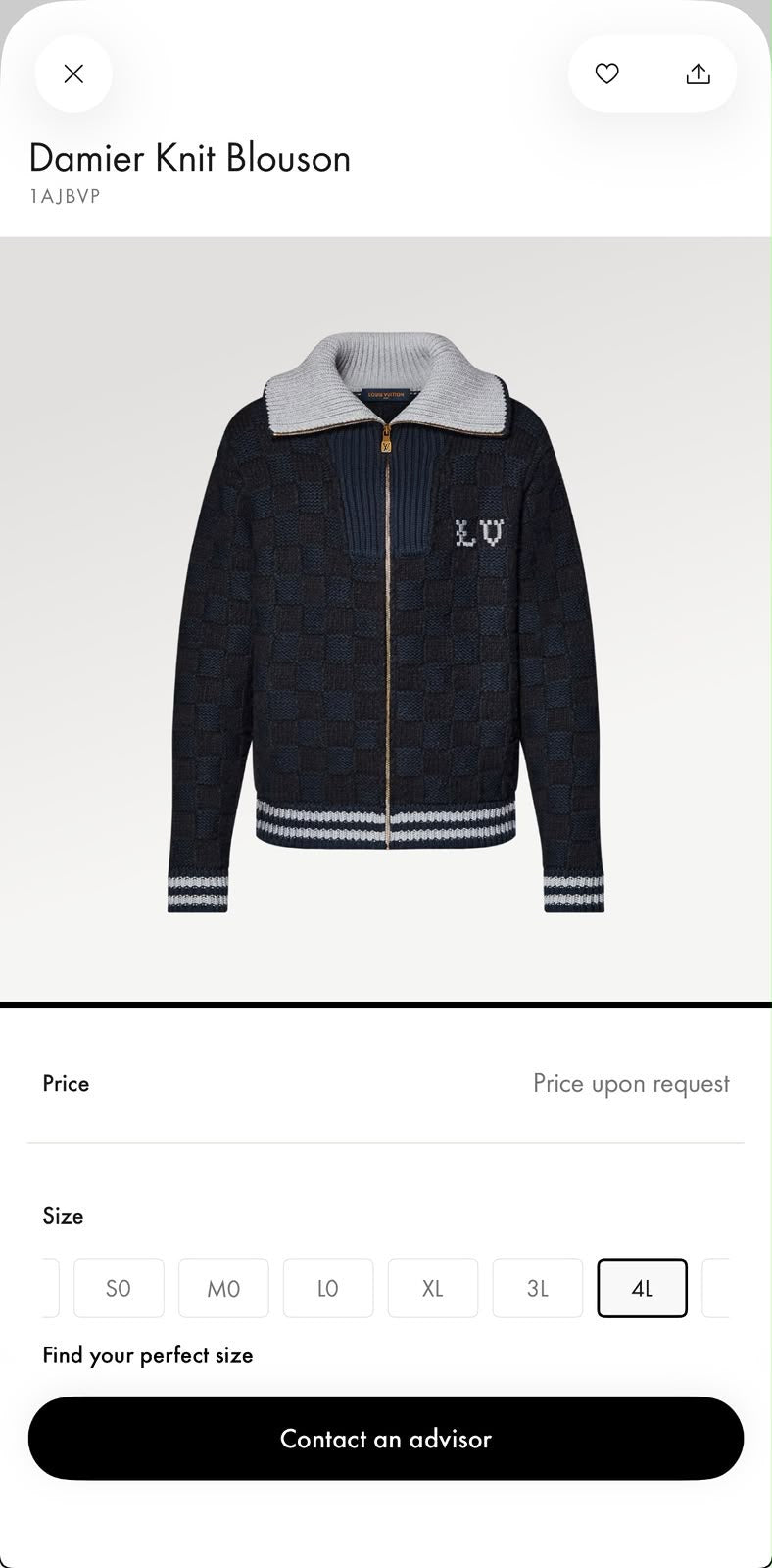Louis Vuitton Zip-Front Sweater - Navy