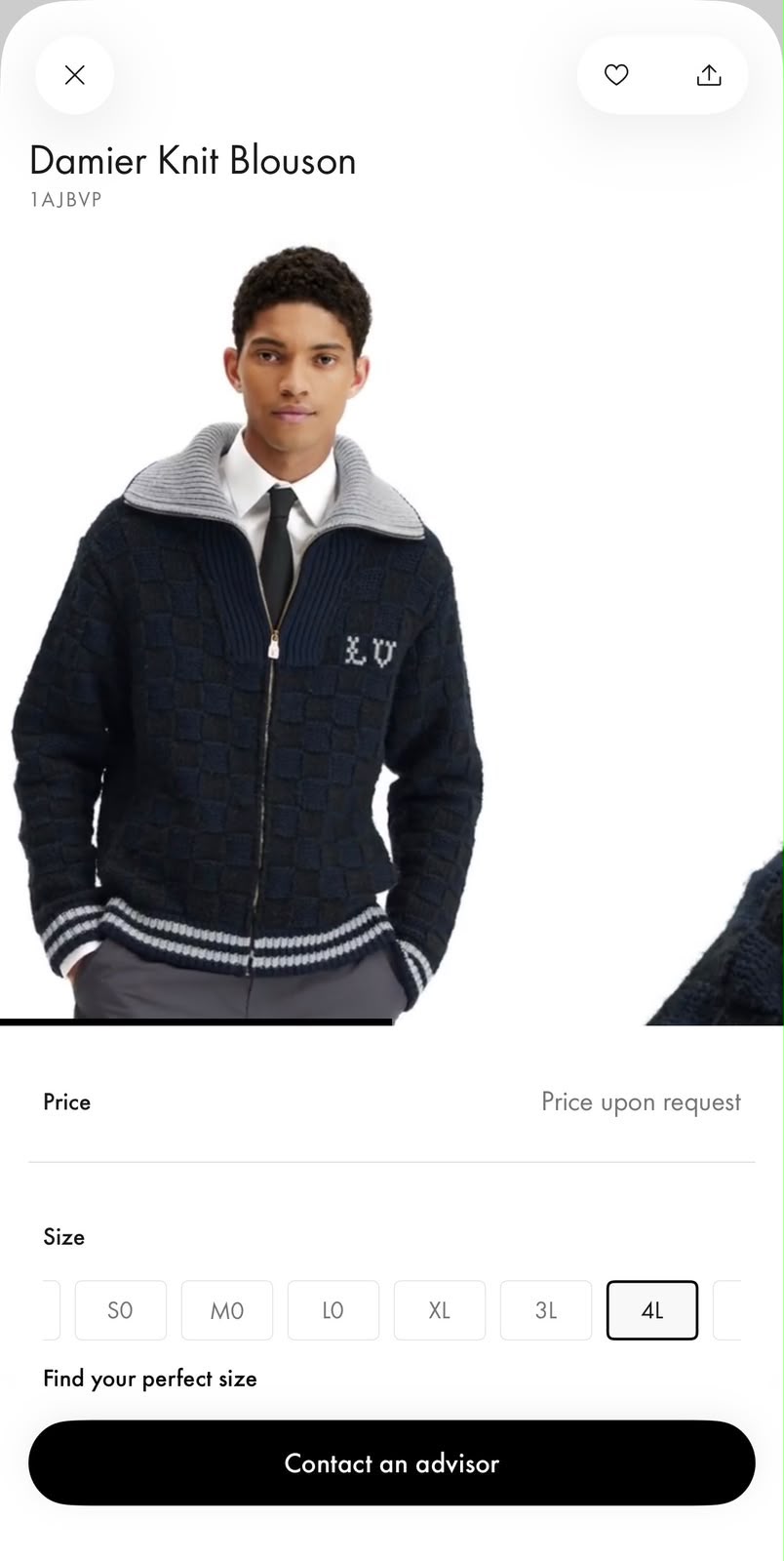 Louis Vuitton Zip-Front Sweater - Navy