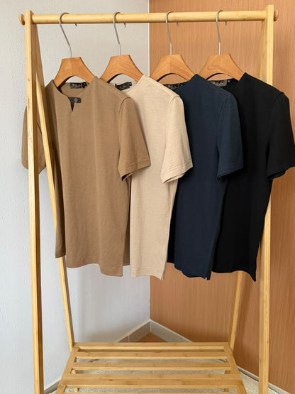 Loro Piana Notch-Neck T-Shirt - Brown, Beige, Navy, Black