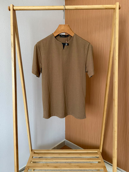Loro Piana Notch-Neck T-Shirt - Brown, Beige, Navy, Black
