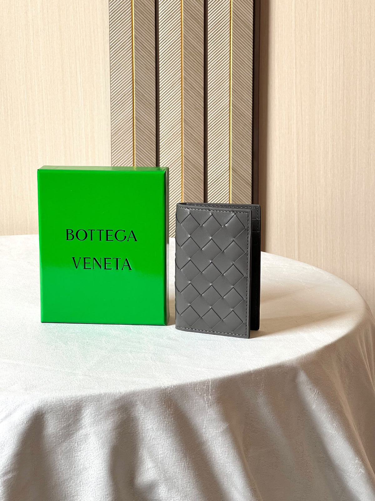 Bottega Veneta Woven Card Holder - Dark Grey