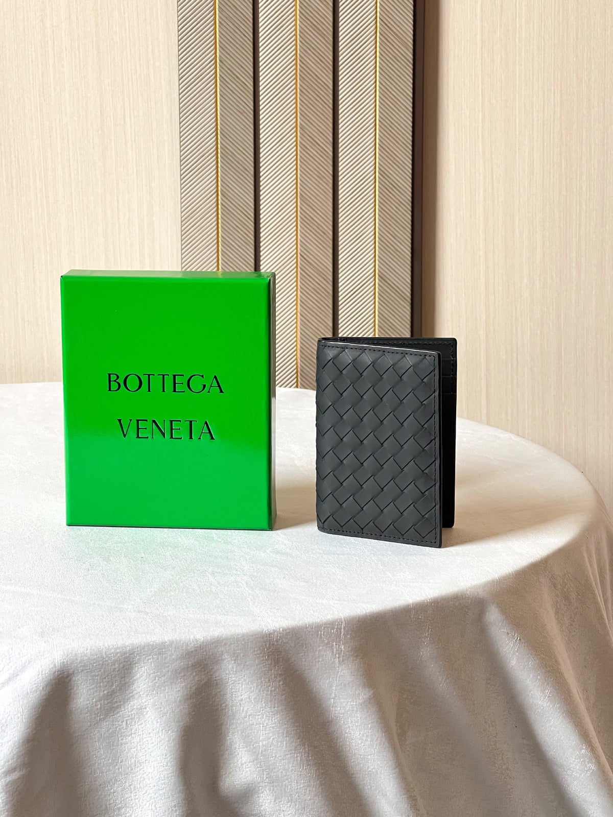 Bottega Veneta Woven Card Holder - Dark Grey