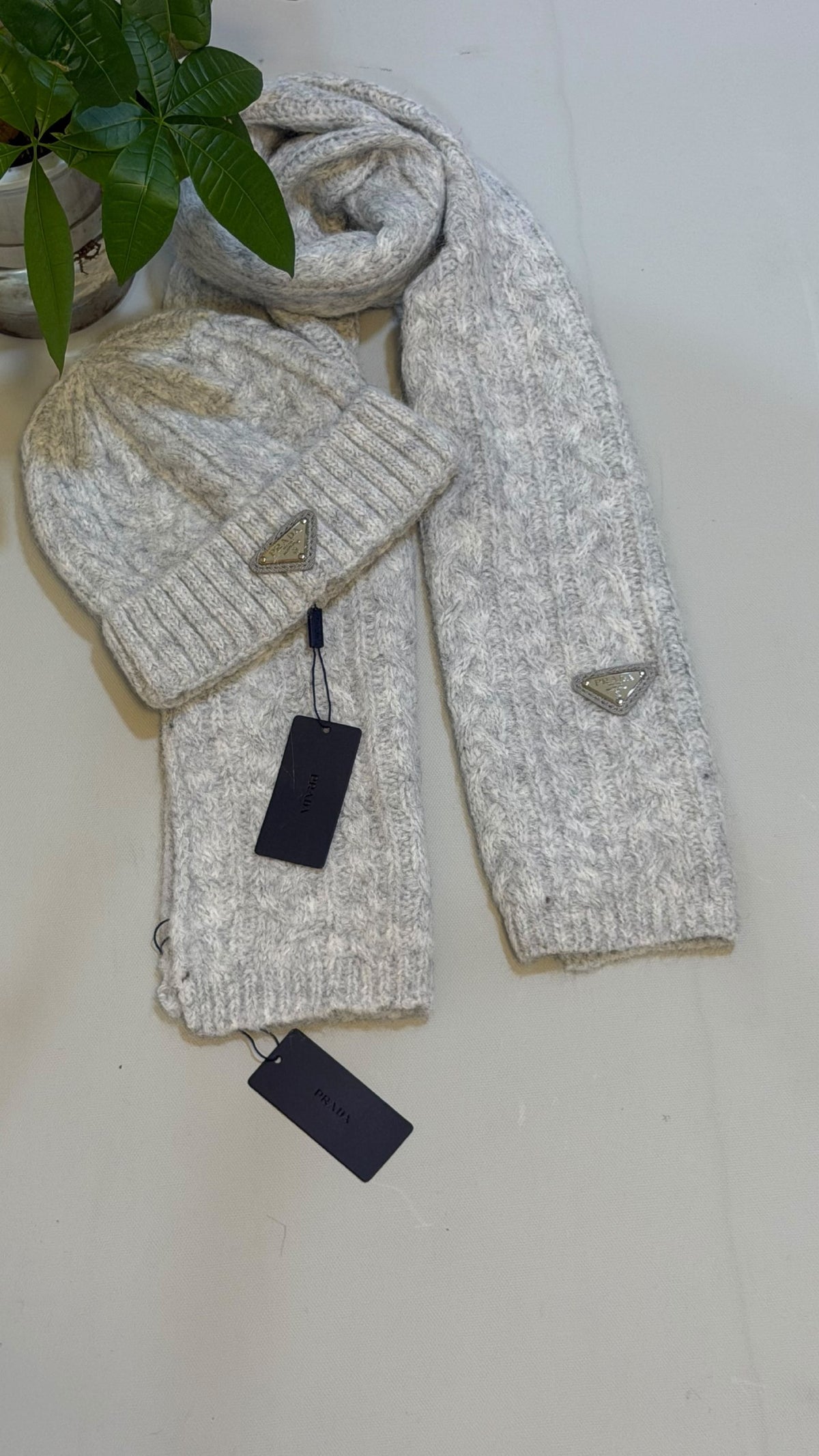 Prada Scarf & Beanie - Grey