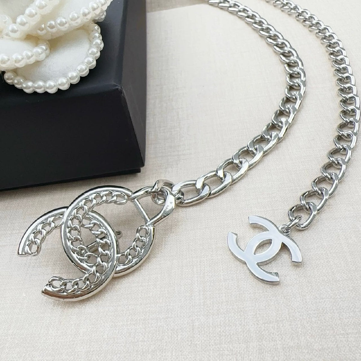 Chanel CC Buckle Belt - Silver