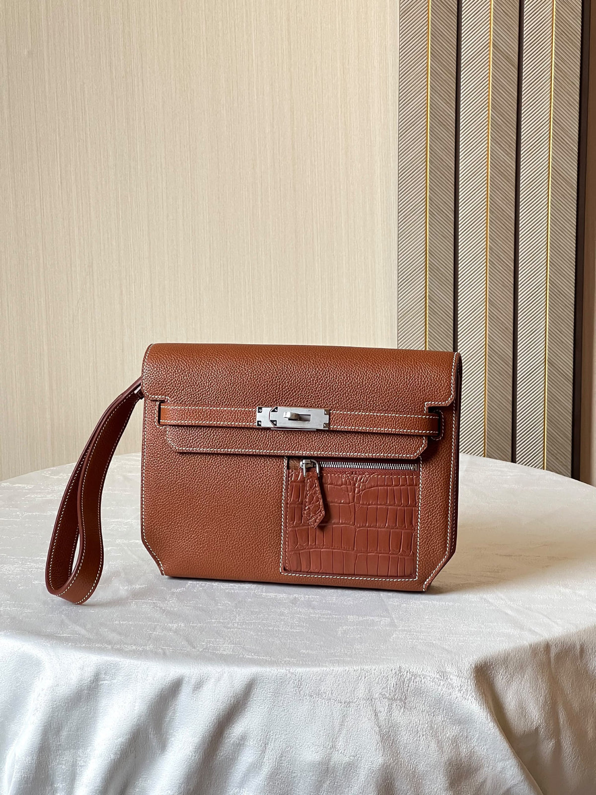Hermès Kelly Depeches Clutch - Brown Embossed