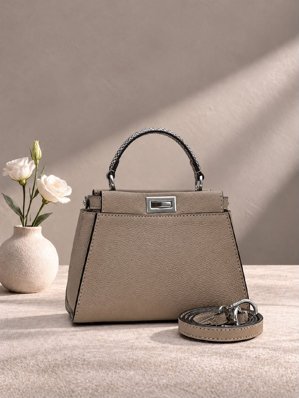Fendi Clean-Panel Handbag - Beige