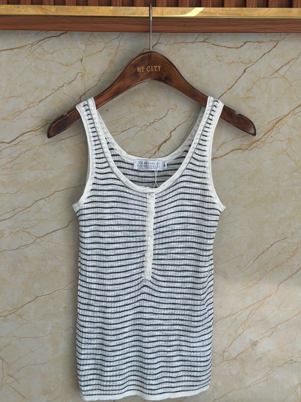 Brunello Cucinelli Tank Top - White Striped
