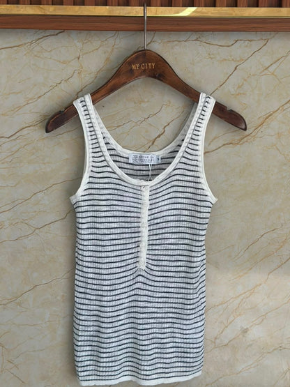 Brunello Cucinelli Tank Top - White Striped