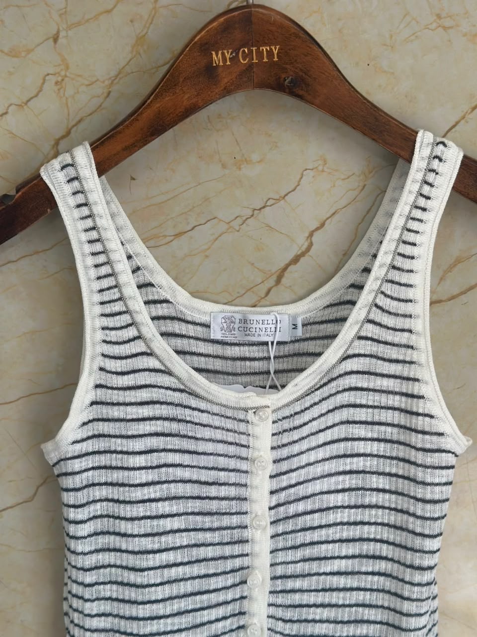 Brunello Cucinelli Tank Top - White Striped