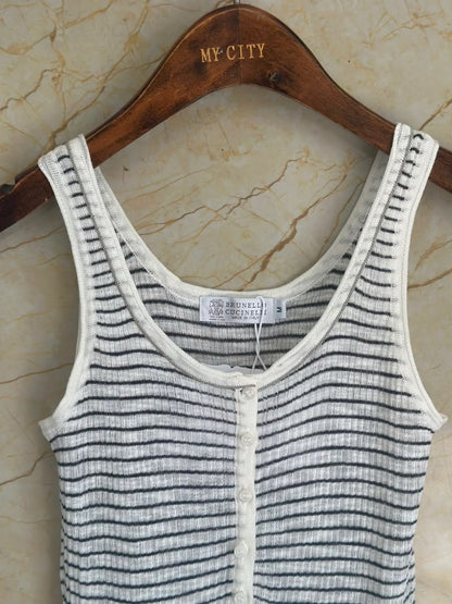 Brunello Cucinelli Tank Top - White Striped