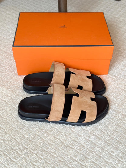 Hermès H-Cutout Slippers - Beige