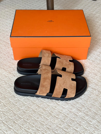 Hermès H-Cutout Slippers - Beige