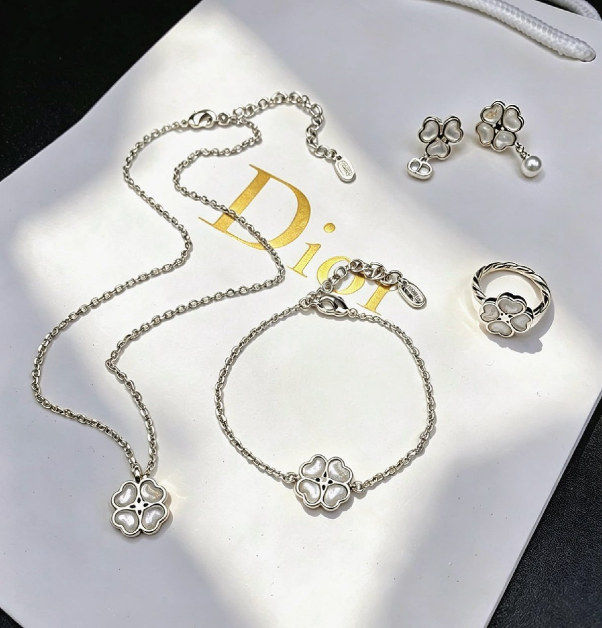 Dior Clover Jewelry Set - Silver
