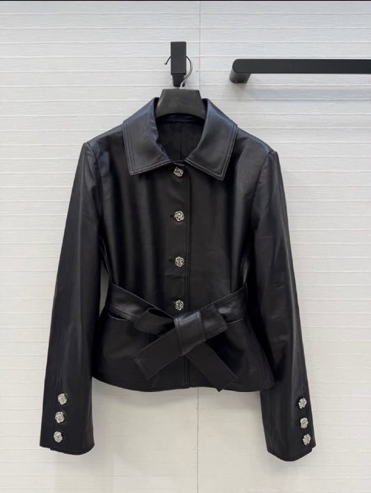 Chanel Jacket Belted Button - Black