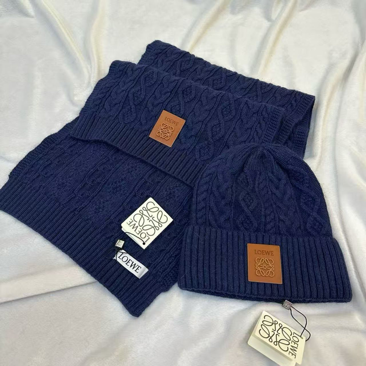 Loewe Scarf & Beanie - Navy