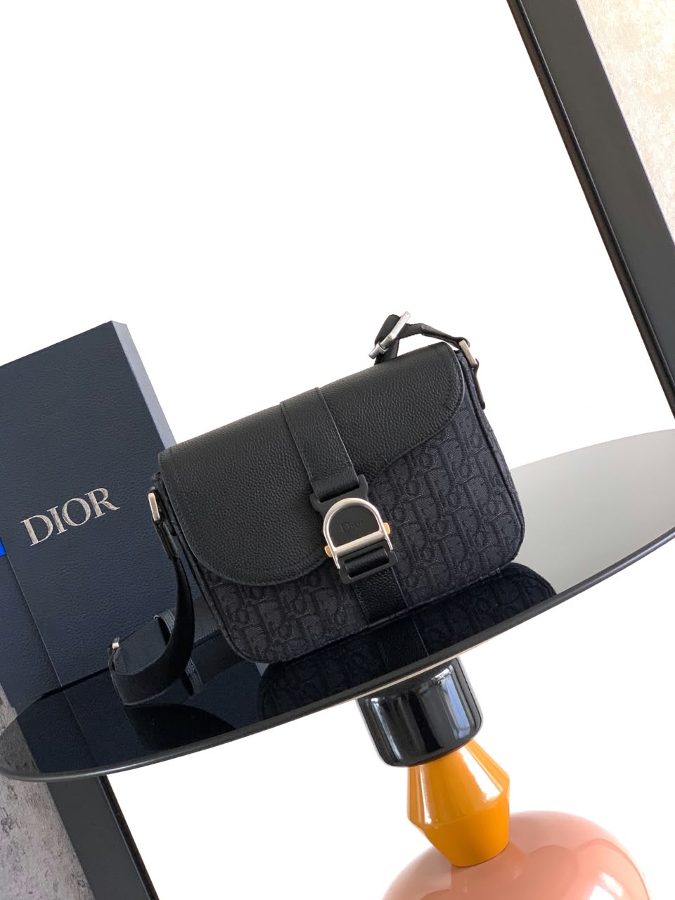 Christian Dior Flap Messenger Bag - Black