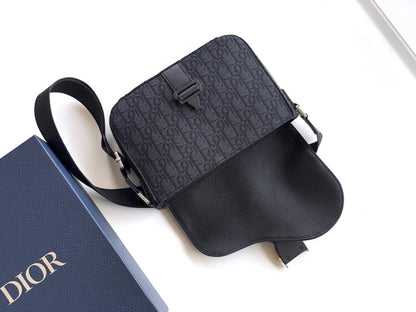 Christian Dior Flap Messenger Bag - Black