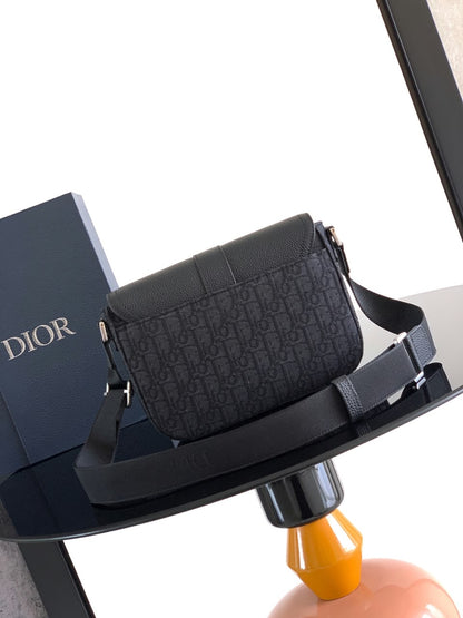 Christian Dior Flap Messenger Bag - Black