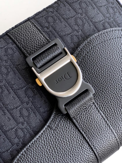 Christian Dior Flap Messenger Bag - Black