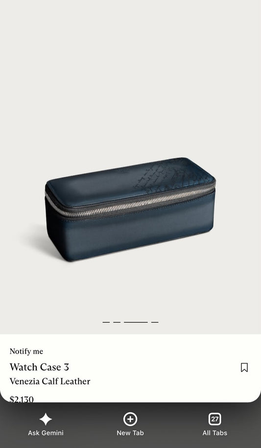 Berluti Watch Case - Navy Embossed