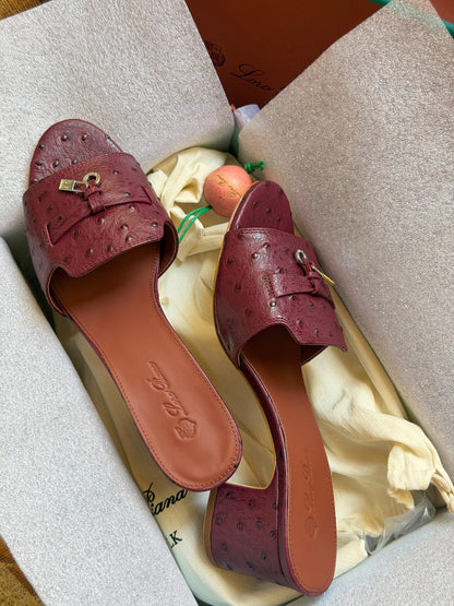 Loro Piana Heels - Burgundy Embossed