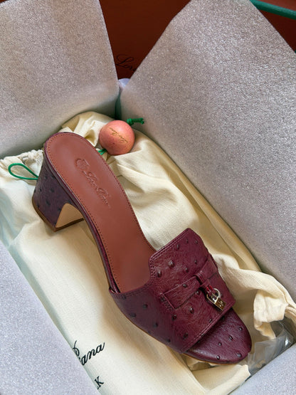 Loro Piana Heels - Burgundy Embossed