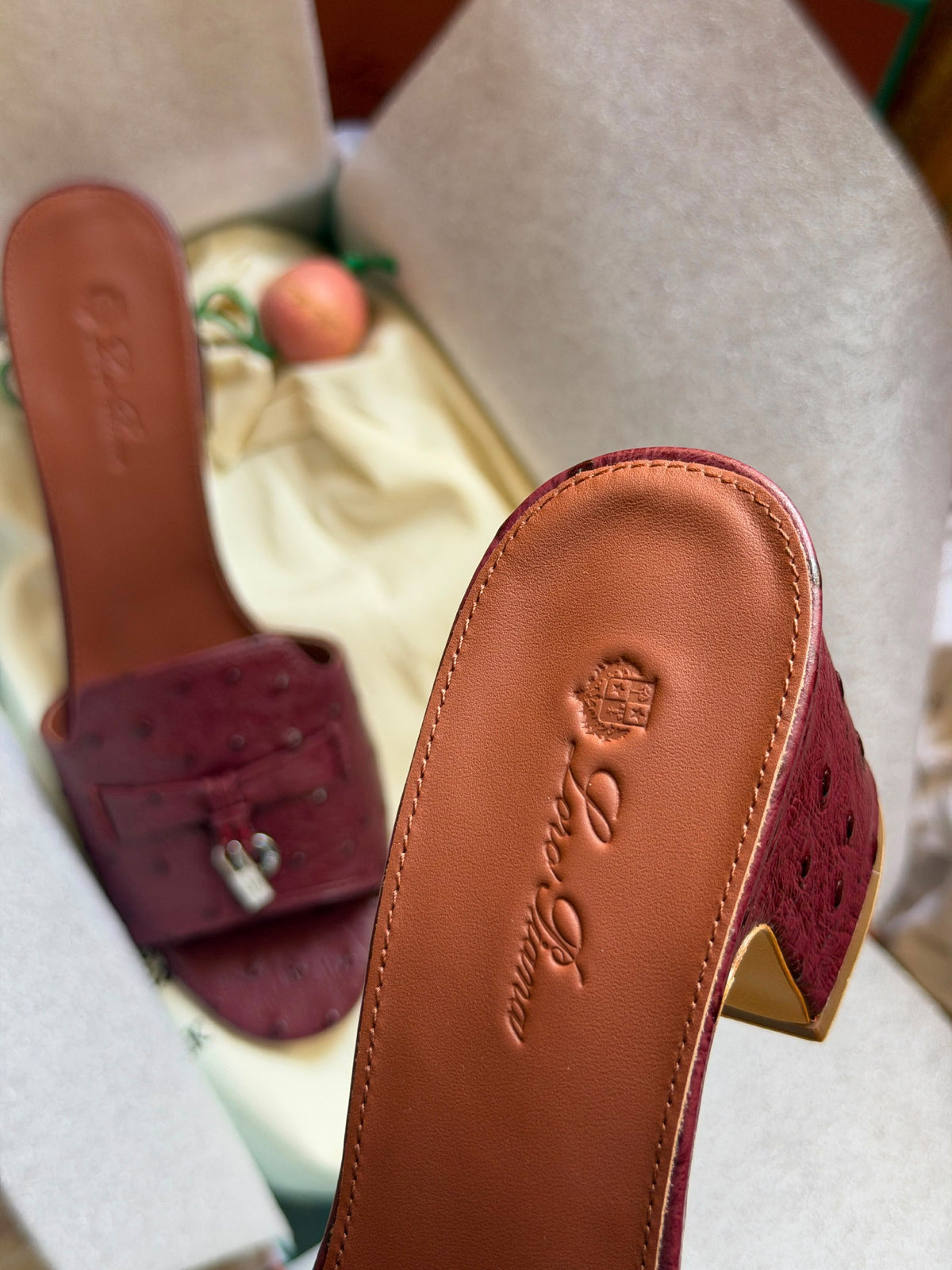 Loro Piana Heels - Burgundy Embossed